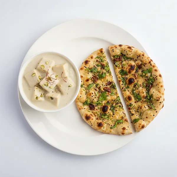 Kesari paneer white makhani with masala naan